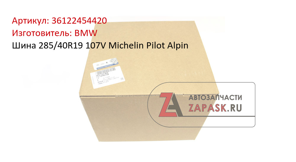 Шина 285/40R19 107V Michelin Pilot Alpin BMW 36122454420